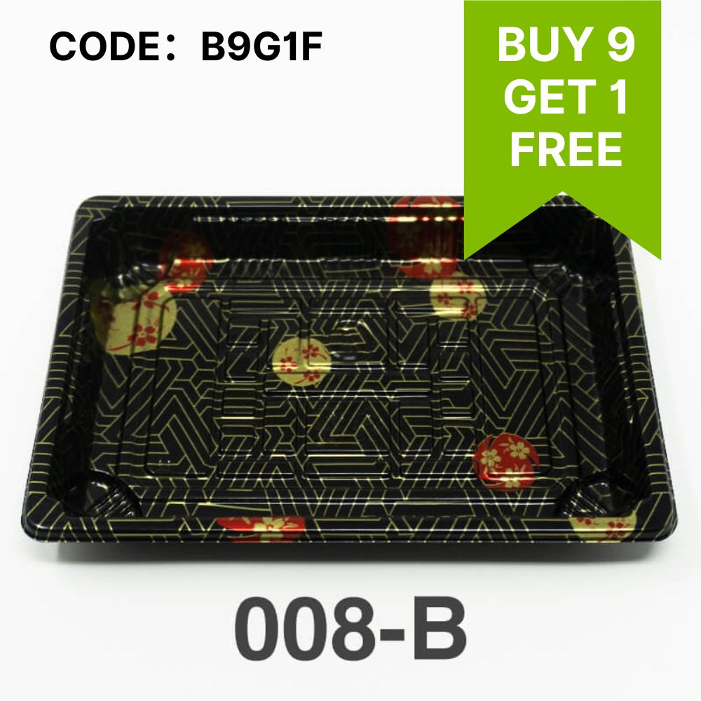 TZ Black 6 1/2 X 4 1/2 X 3/4 Plastic Rectangular Sushi Tray Container with Lid - 1500/Case