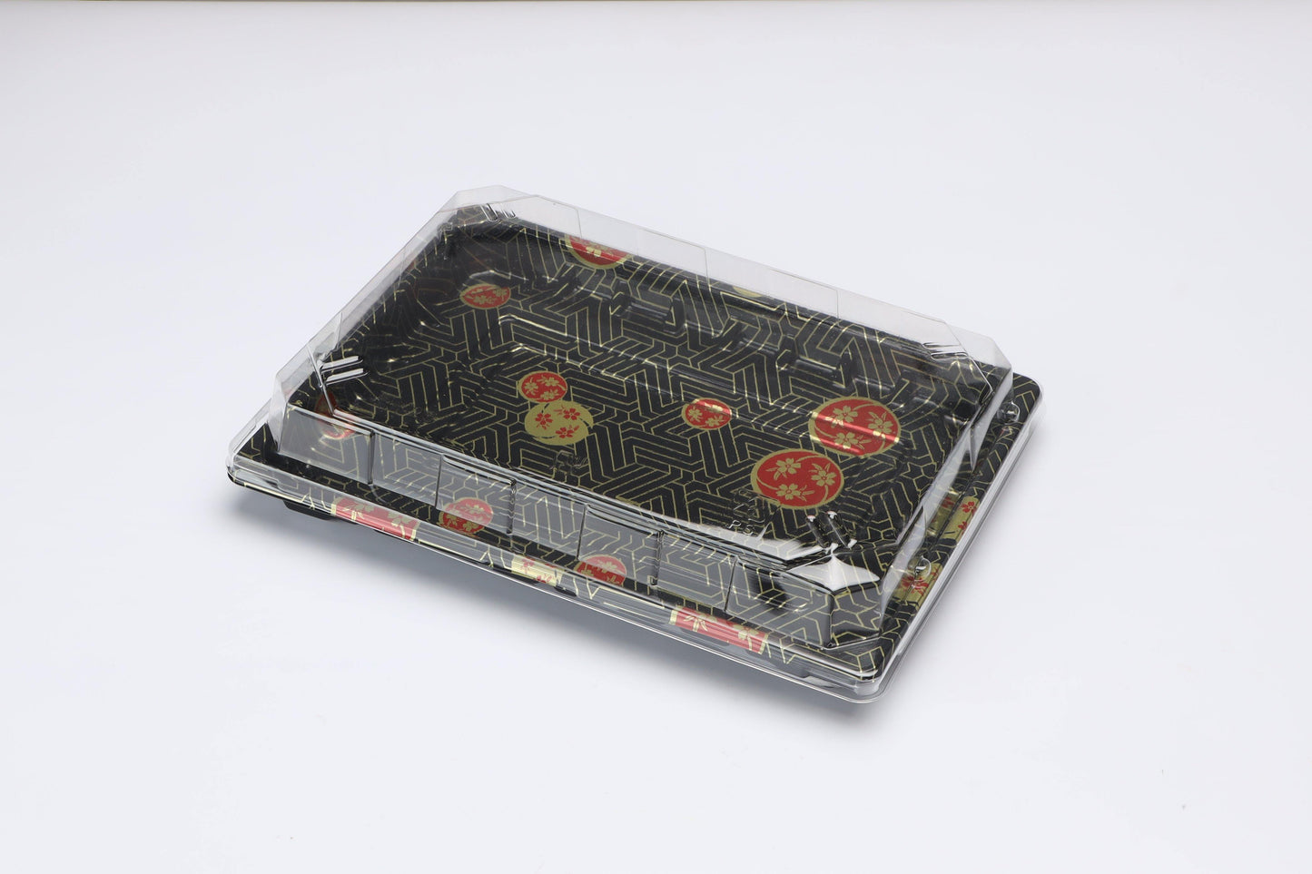 ZM 25 Rectangular Black Sushi Box Set 10 1/4 x 7 3/8 x 7/8-400/case