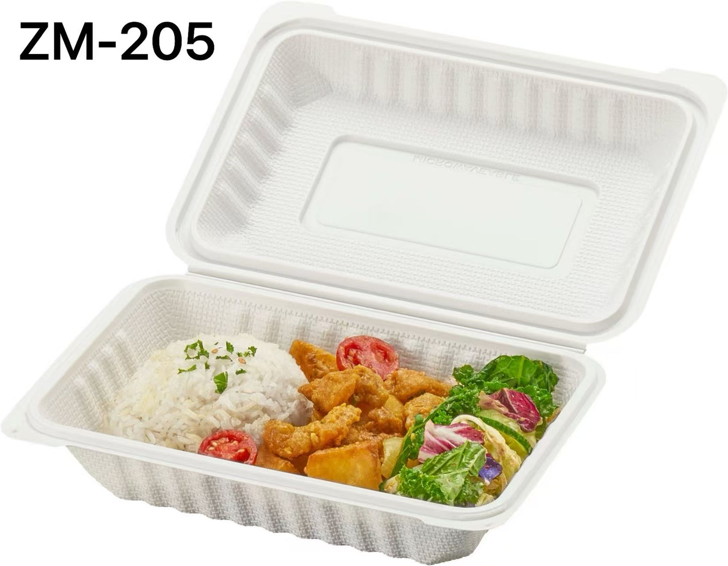 ZM-205 Rectangular White Plastic Hinged Food Container 9 X 6 - 150/Case