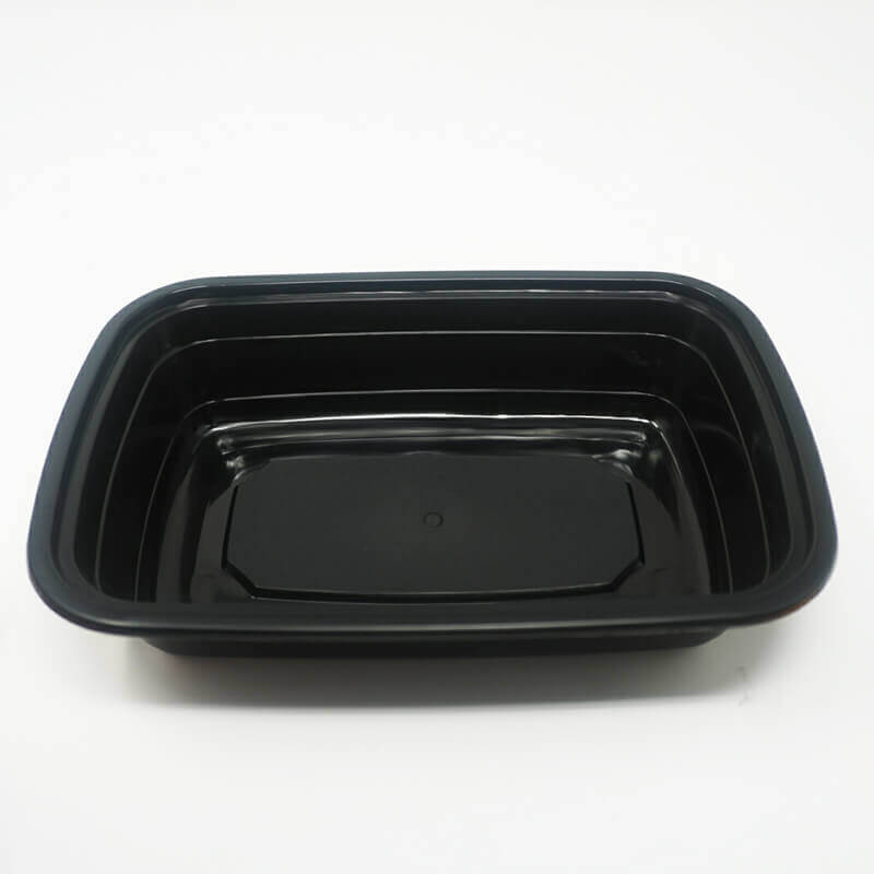 24oz. Rectangular Black Plastic Deli Container Set - 150/Case