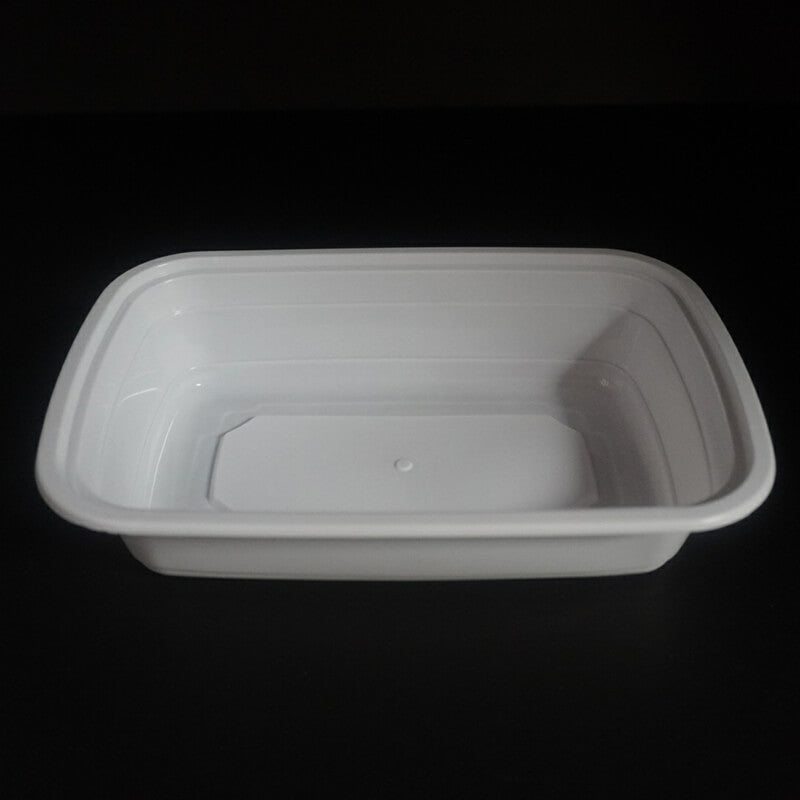 24oz. Rectangular White Plastic Deli Container Set - 150/Case