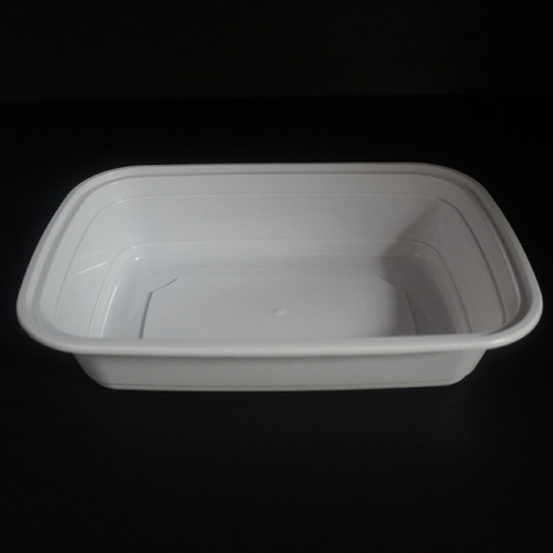 FH 38oz. Rectangular White Plastic Deli Container Set - 150/Case