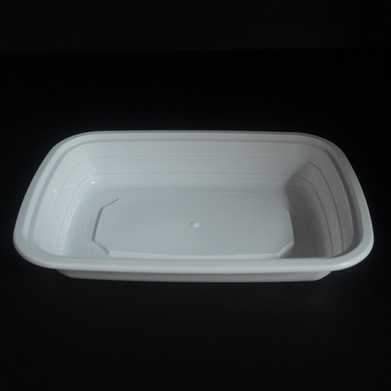 16oz. Rectangular White Plastic Deli Container Set - 150/Case