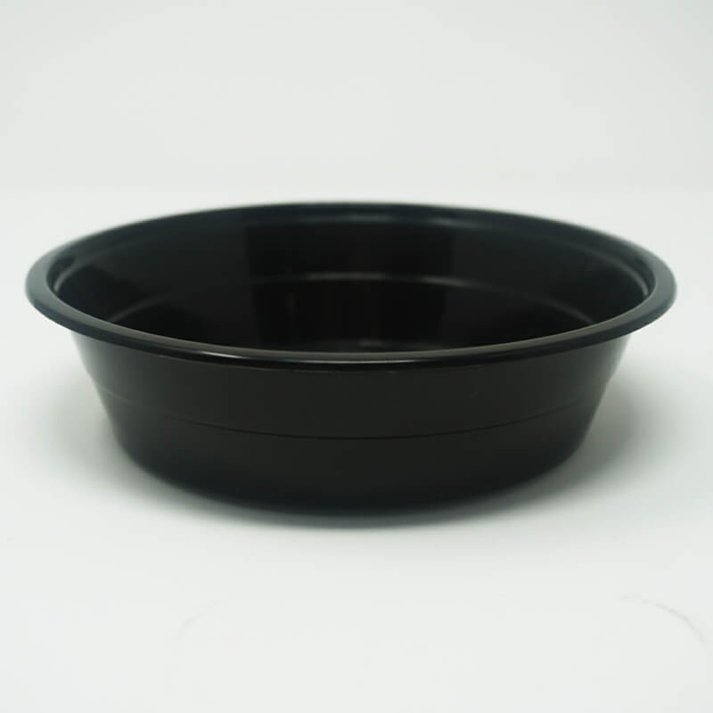 16oz. Round Black Plastic Deli Container Set - 150/Case