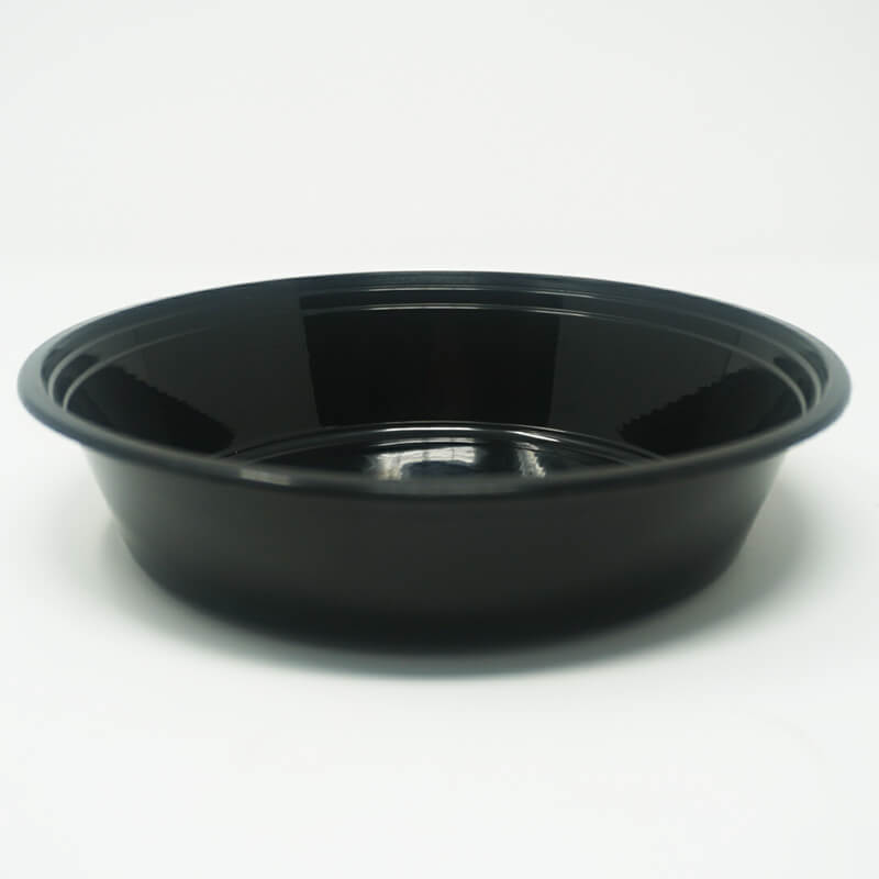 24 oz. Round Black Plastic Deli Container Set - 150/Case