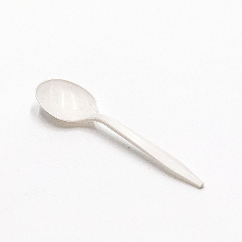6 White Asian Plastic Spoon - 550/Case