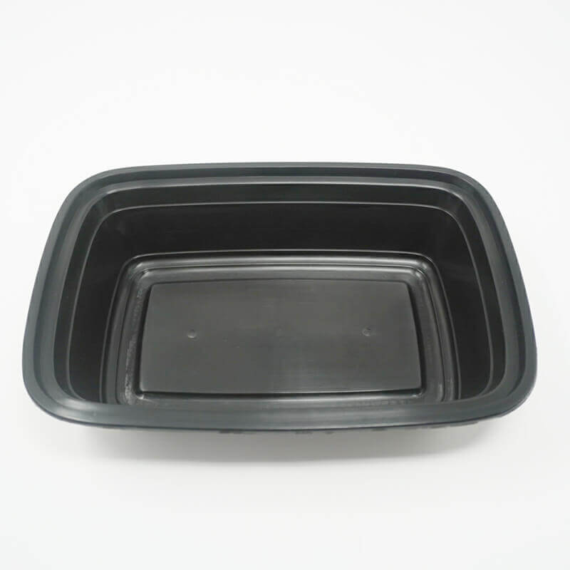 28oz. Rectangular Black Plastic Food Container Set - 150/Case