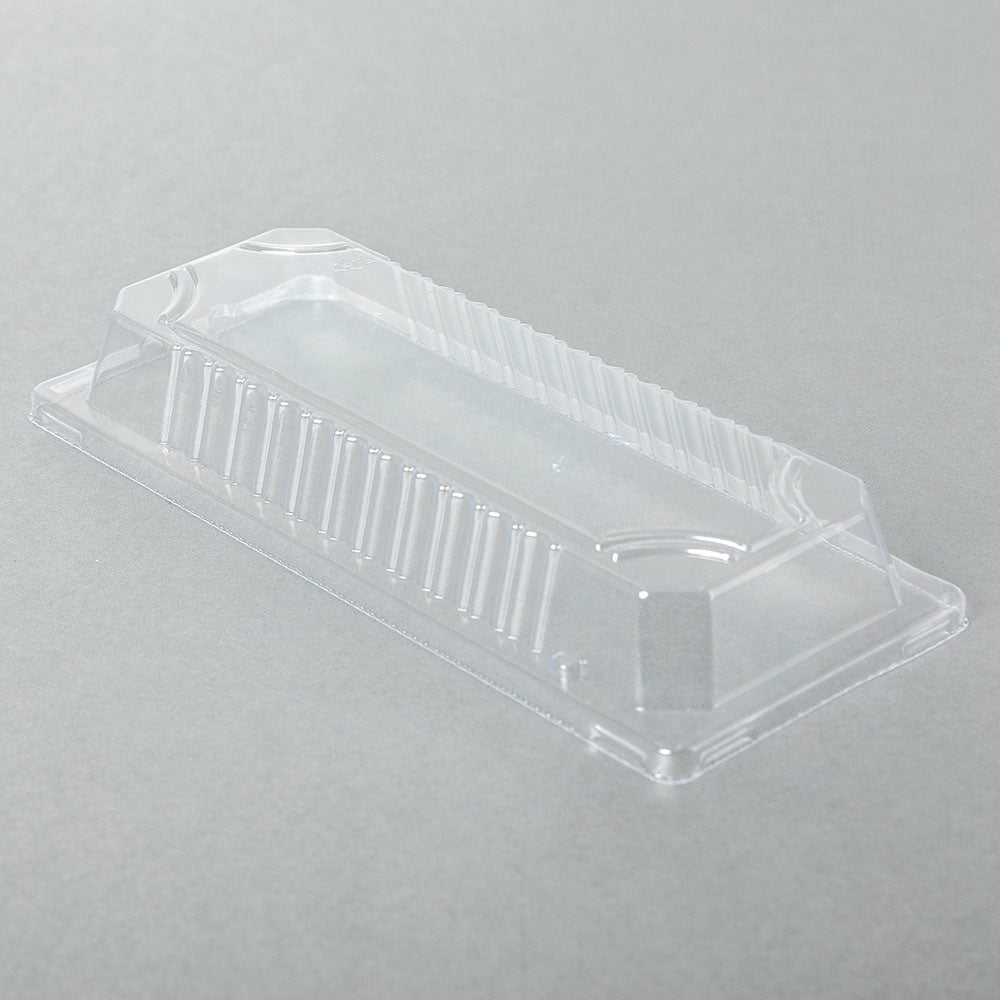 001-L Rectangular Clear Plastic Sushi Tray Container Lid 8 3/4 X 3 4/5 X 1 3/8 - 1400/Case