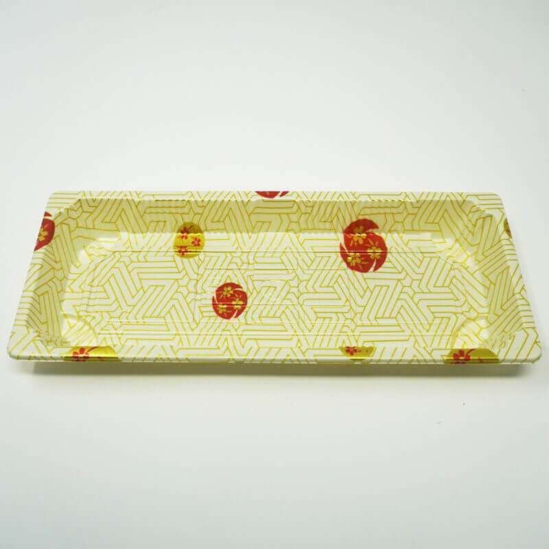 W001 Rectangular White Plastic Sushi Tray Container Set 8 3/4 X 3 3/4 X 7/8 - 400/Case