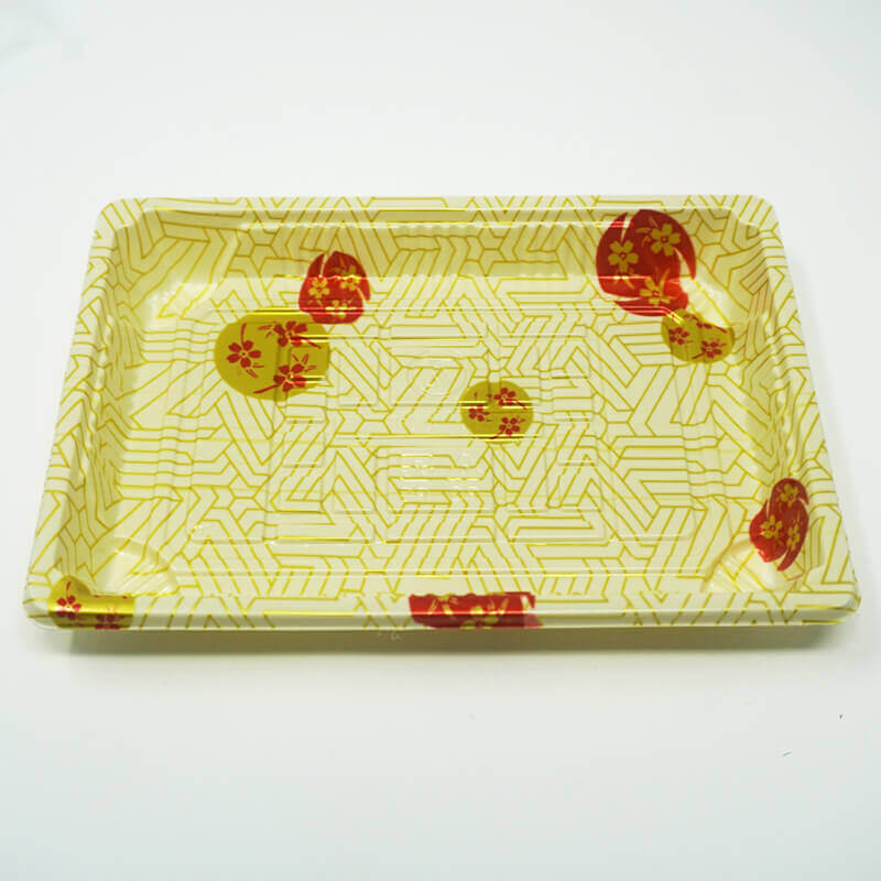 W008 Rectangular White Plastic Sushi Tray Container Set 6 1/2 X 4 1/2 X 1 1/8 - 440/Case
