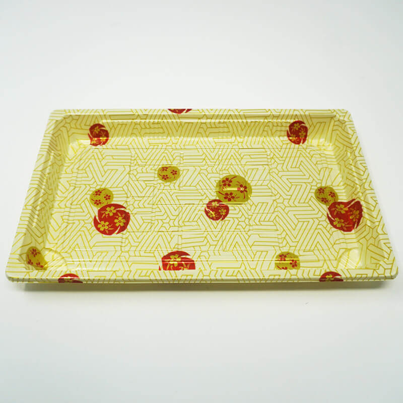 W020 Rectangular White Plastic Sushi Tray Container Set 9 1/4 X 5 3/4 X 3/4 - 240/Case