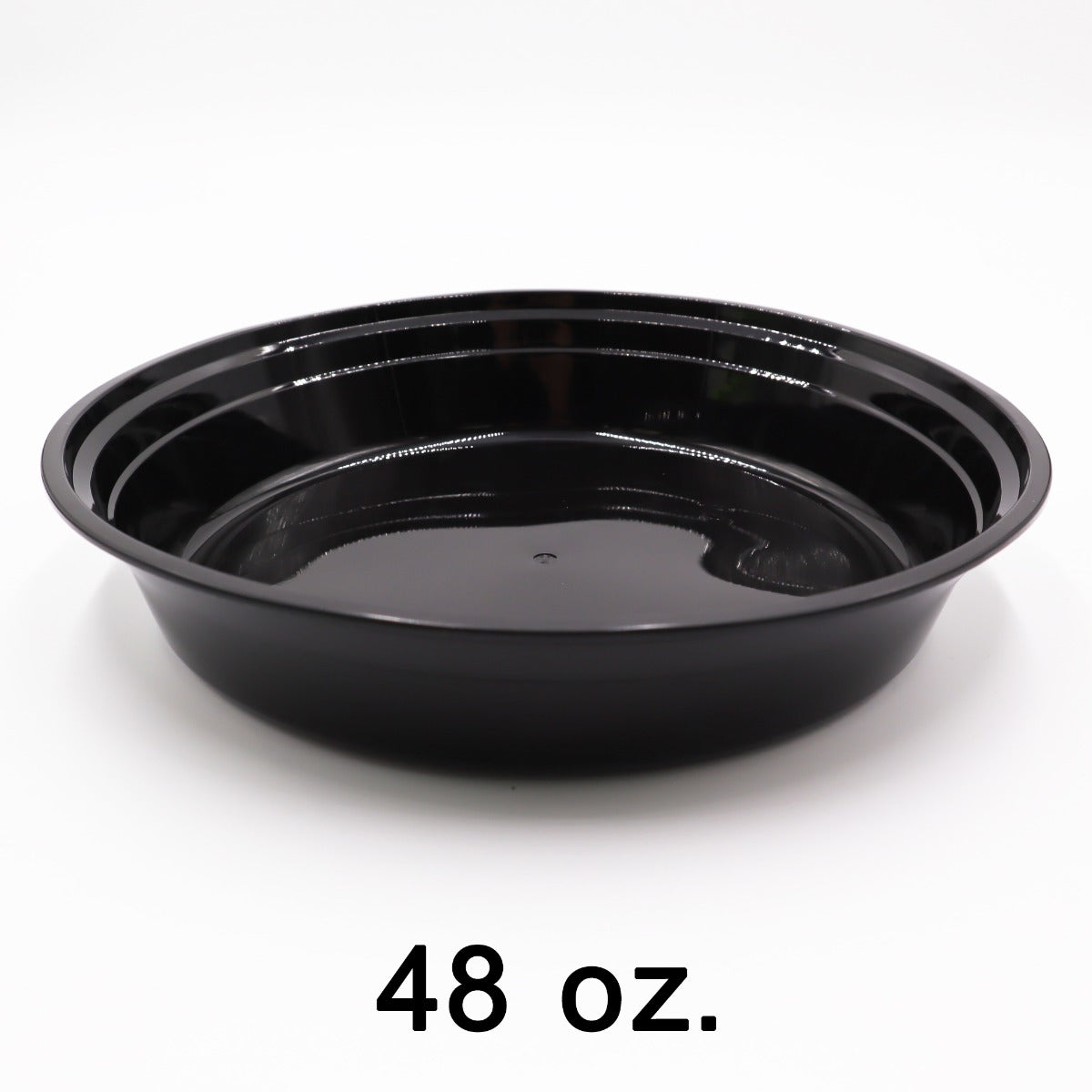 48 oz. Round Black Plastic Container Set(948) - 150/Case