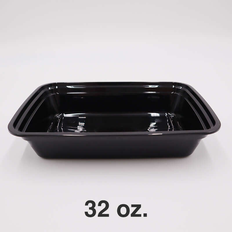 32 oz. Rectangular Black Plastic Container Set (878) - 150/Case