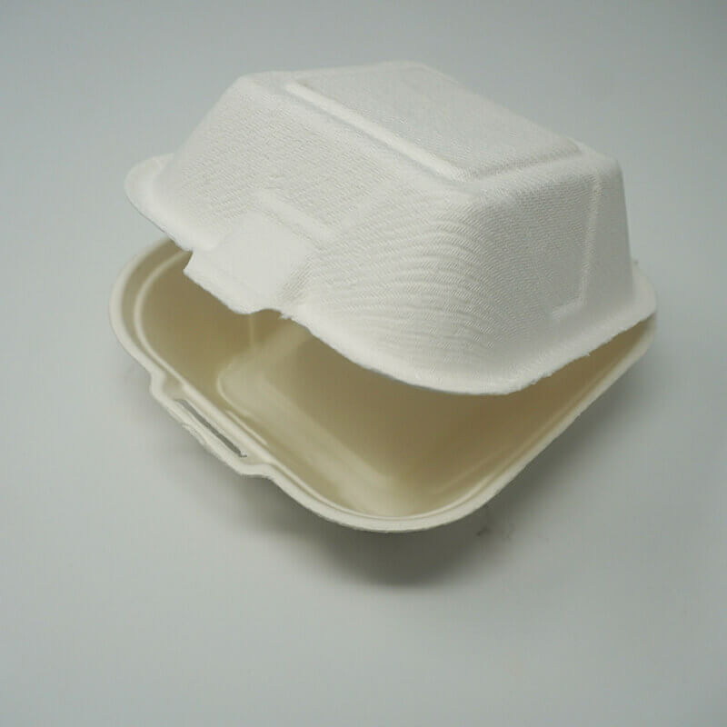 AHD 6 X 6 X 3 Square White Compostable Hinged Container - 500/Case