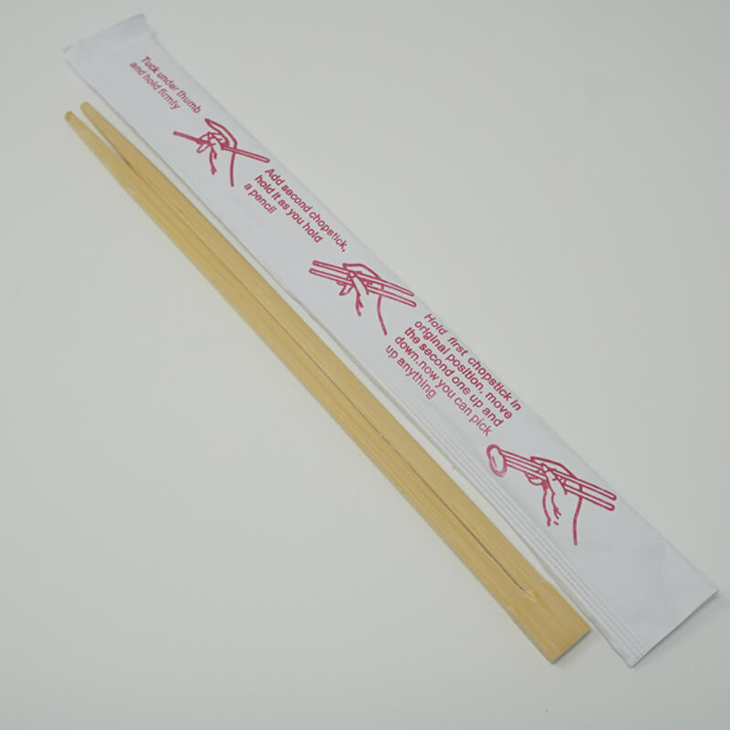 SD 9 Conjoined Bamboo Chopstick With White Sleeve - 640/Case