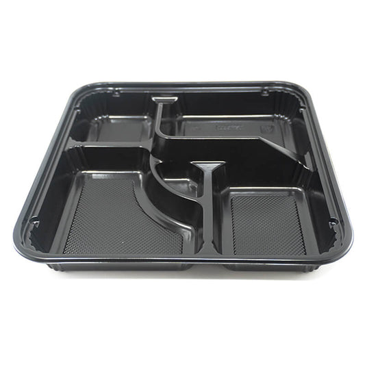 307 Square Black Plastic Bento Box Set 10 5/8 X 10 5/8 X 1 1/2 - 100/Case