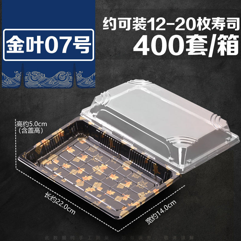 Manufacturer Custom Sushi Box with Lid Takeout Box Salmon Disposable Lunch Box Japanese Style Gold Leaf Print Transparent Box