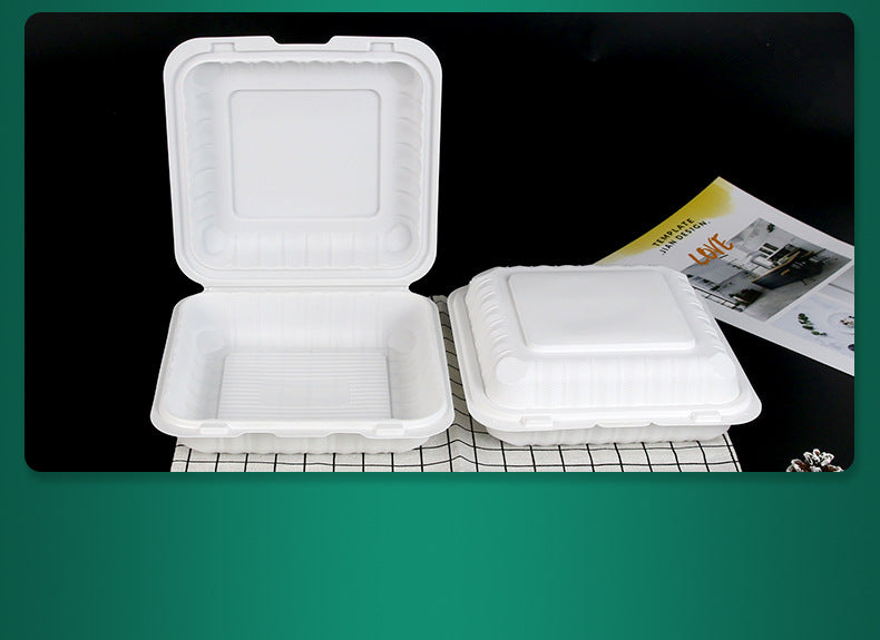 Yangrui81-inch Disposable Lunch Box PP Plastic American-style Burger Box White Single Compartment Calcium Carbonate Takeaway Fast Food Box