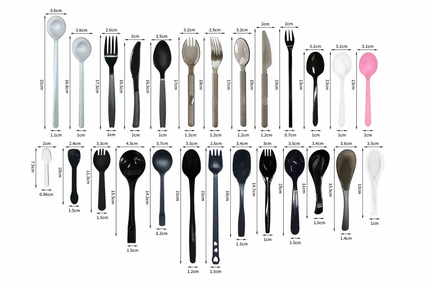 7 in. Black Plastic Fork - 1000/Case