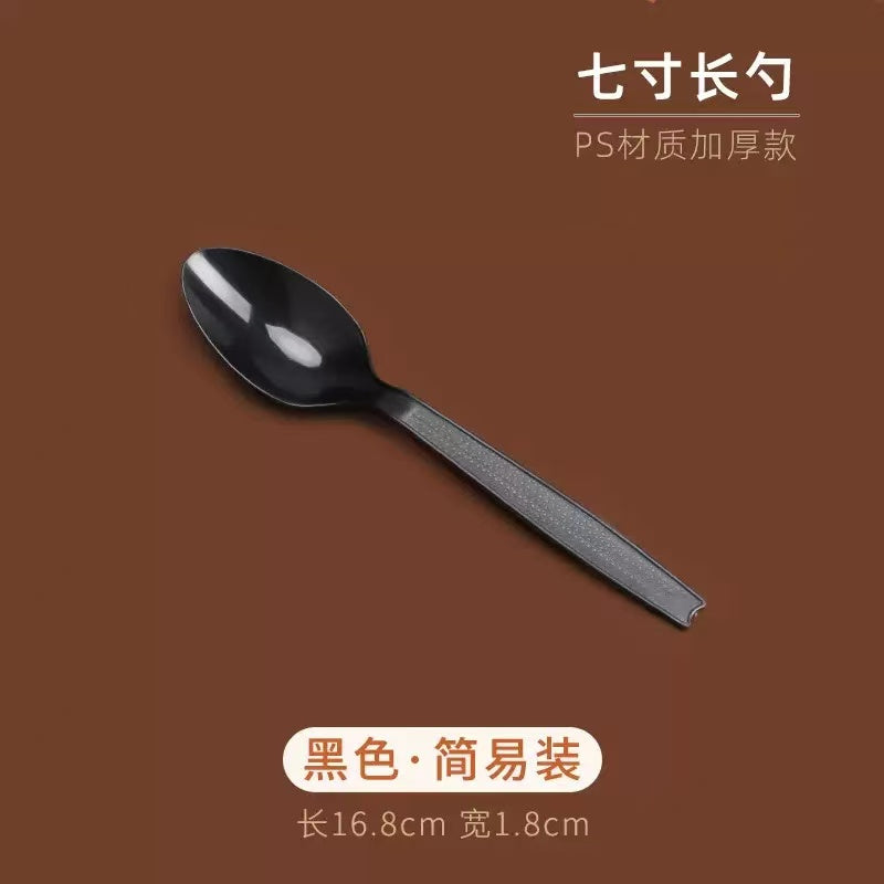 7in. Plastic Black Spoon - 1000/Case