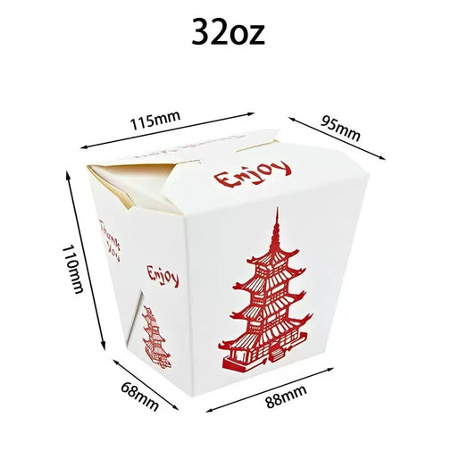 32oz. White Paper Take-Out Food Pail Without Handle - 500/Case