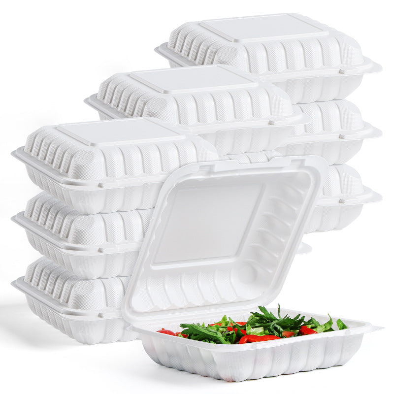 Yangrui81-inch Disposable Lunch Box PP Plastic American-style Burger Box White Single Compartment Calcium Carbonate Takeaway Fast Food Box