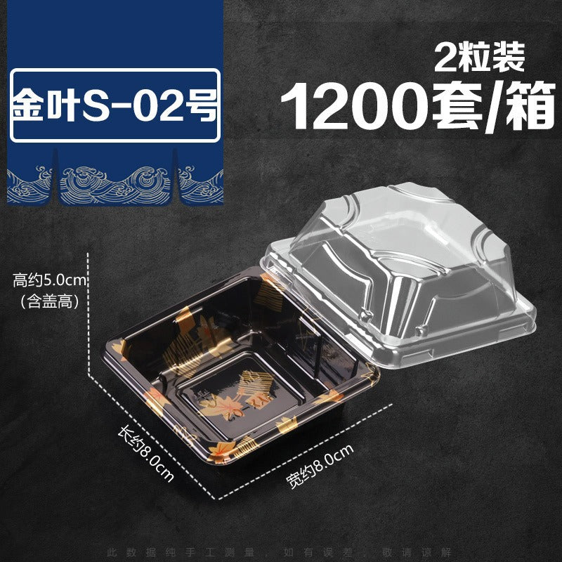 Manufacturer Custom Sushi Box with Lid Takeout Box Salmon Disposable Lunch Box Japanese Style Gold Leaf Print Transparent Box