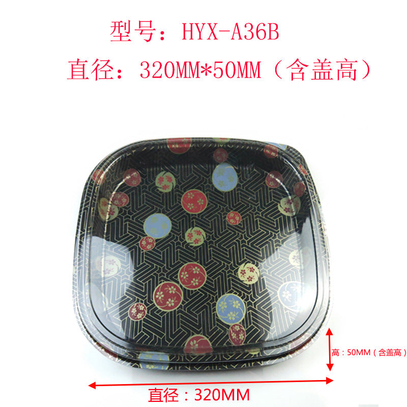 Manufacturer Custom Sushi Box with Lid Takeout Box Salmon Disposable Lunch Box Japanese Style Gold Leaf Print Transparent Box