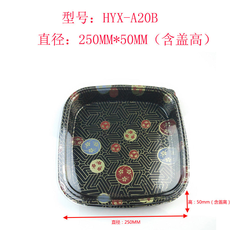 Manufacturer Custom Sushi Box with Lid Takeout Box Salmon Disposable Lunch Box Japanese Style Gold Leaf Print Transparent Box