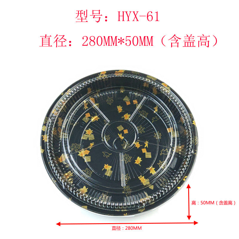 Manufacturer Custom Sushi Box with Lid Takeout Box Salmon Disposable Lunch Box Japanese Style Gold Leaf Print Transparent Box