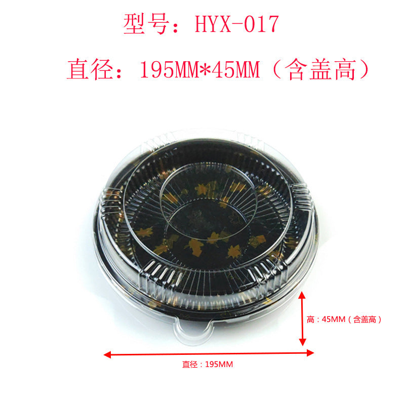 Manufacturer Custom Sushi Box with Lid Takeout Box Salmon Disposable Lunch Box Japanese Style Gold Leaf Print Transparent Box