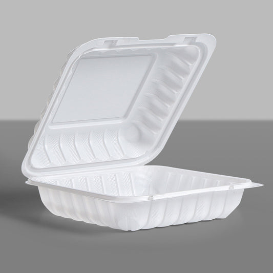 8inch Disposable Lunch Box PP Plastic American Burger Box White Single Compartment Calcium Carbonate Takeaway Fast Food Box