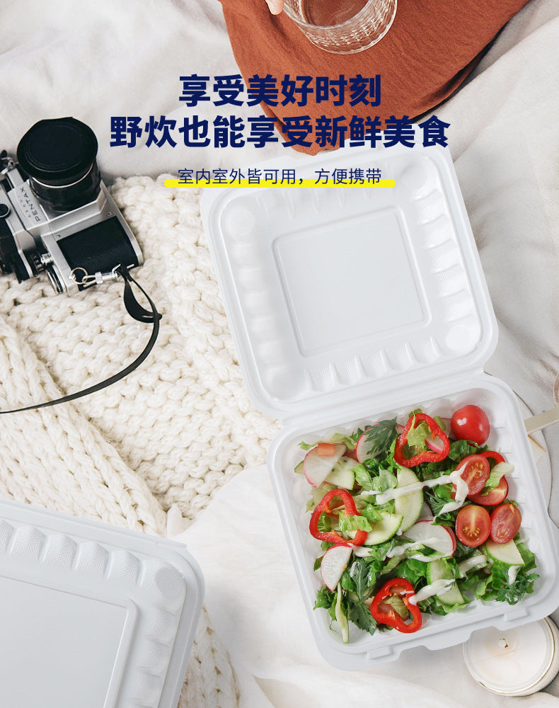Yangrui81-inch Disposable Lunch Box PP Plastic American-style Burger Box White Single Compartment Calcium Carbonate Takeaway Fast Food Box