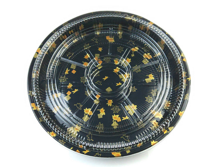 Manufacturer Custom Sushi Box with Lid Takeout Box Salmon Disposable Lunch Box Japanese Style Gold Leaf Print Transparent Box