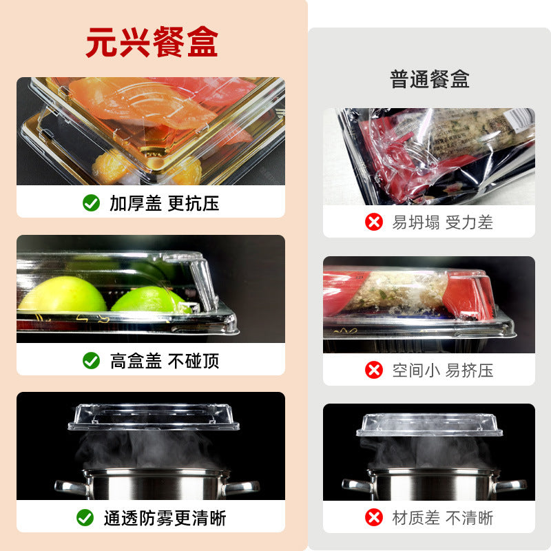 Manufacturer Custom Sushi Box with Lid Takeout Box Salmon Disposable Lunch Box Japanese Style Gold Leaf Print Transparent Box