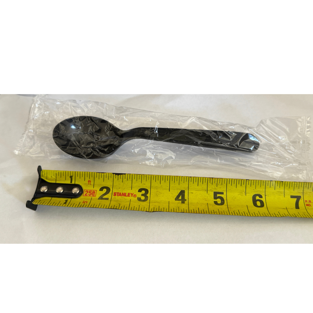 6 Heavy Black Plastic Spoon (Individual Warp) - 1000/Case