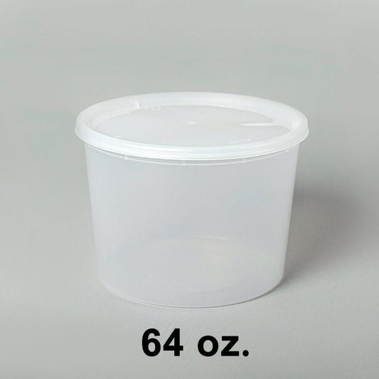 64 oz. Round Clear Plastic Soup Container Set - 120/Case