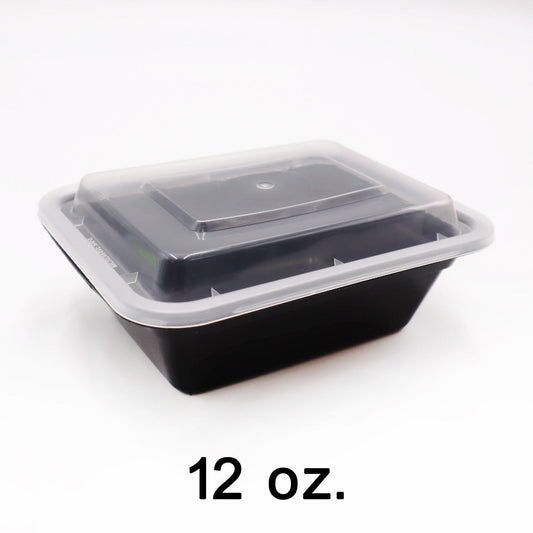 12 oz.Rectangular Black Plastic Container Set (8168) - 150/Case