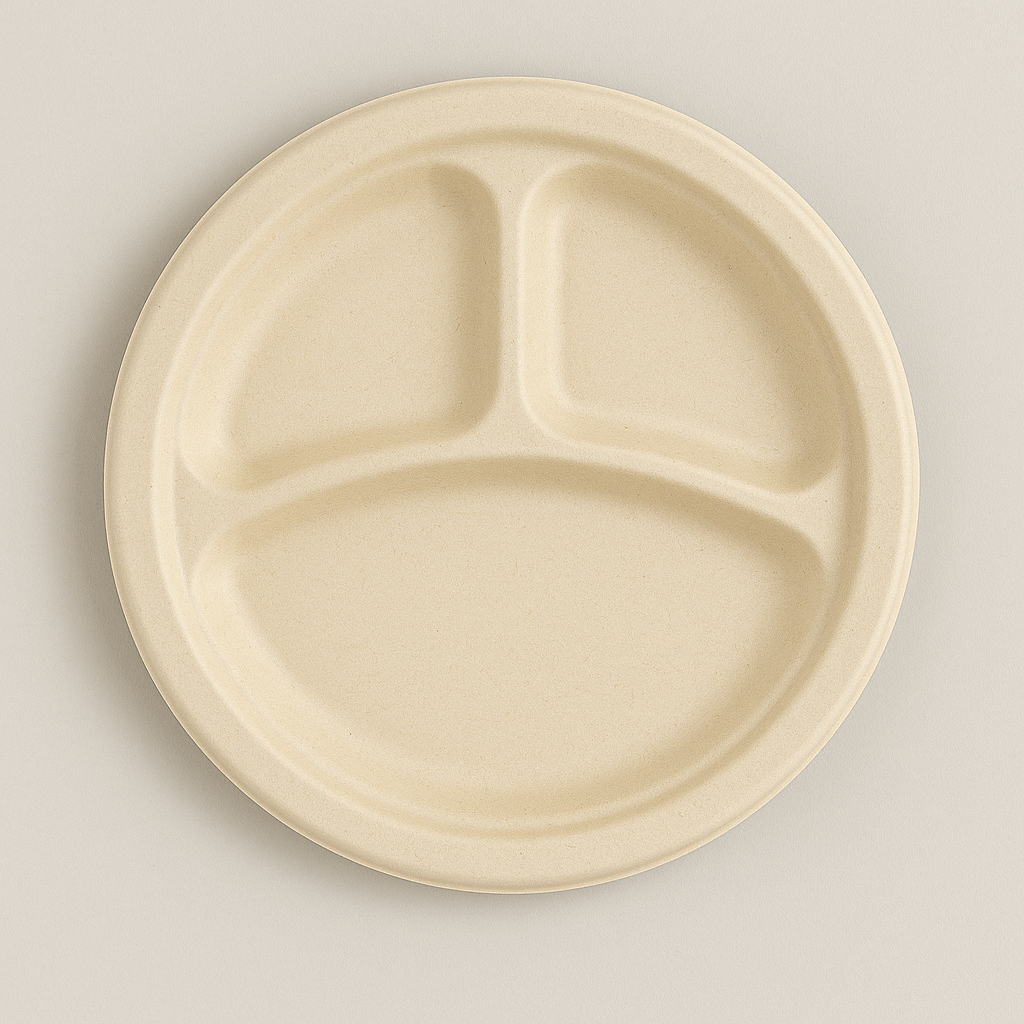 Bagasse 9 3 COMP. Compostable Round Plate - 400/Case