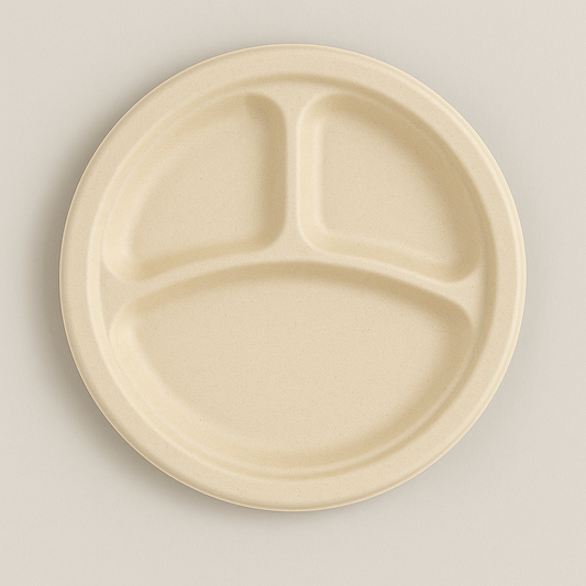 Bagasse 9 3 COMP. Compostable Round Plate - 400/Case