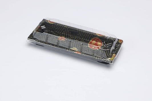 ZM 01 Rectangular Black Sushi Box Set 8 3/4 x 3 3/4 x 7/8-400/case