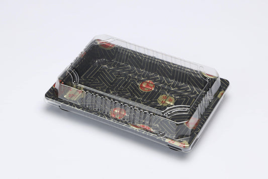 ZM 10 Rectangular Black Sushi Box Set 7 3/8 x 5 1/8 x 7/8-400/case