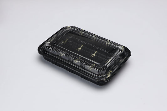 525 Rectangular Black Plastic Container Set 9 1/8 X 6 3/8 X 1 3/8-300/ Case