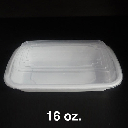 16oz. Rectangular White Plastic Deli Container Set - 150/Case