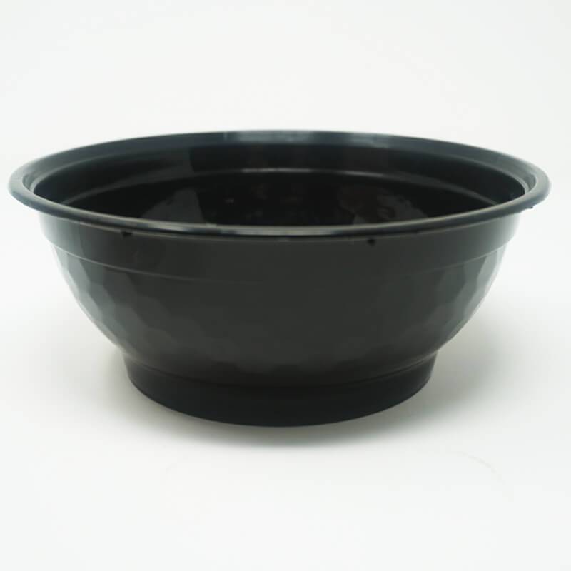 FH 36 oz. Round Black Plastic Deli Container With Clear Dome Lid - 150/Case