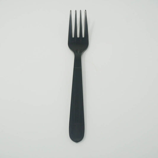 7 in. Black Plastic Fork - 1000/Case