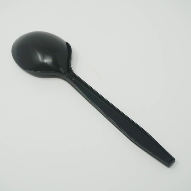 6 Heavy Black Plastic Spoon (Individual Warp) - 1000/Case