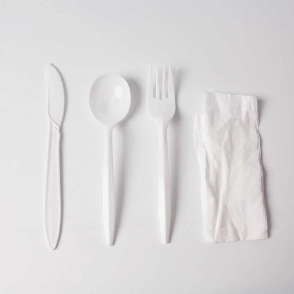 [Bulk 40 Cases] Meal Kit including Napkin. Knife. Fork and Spoon - 400/Case