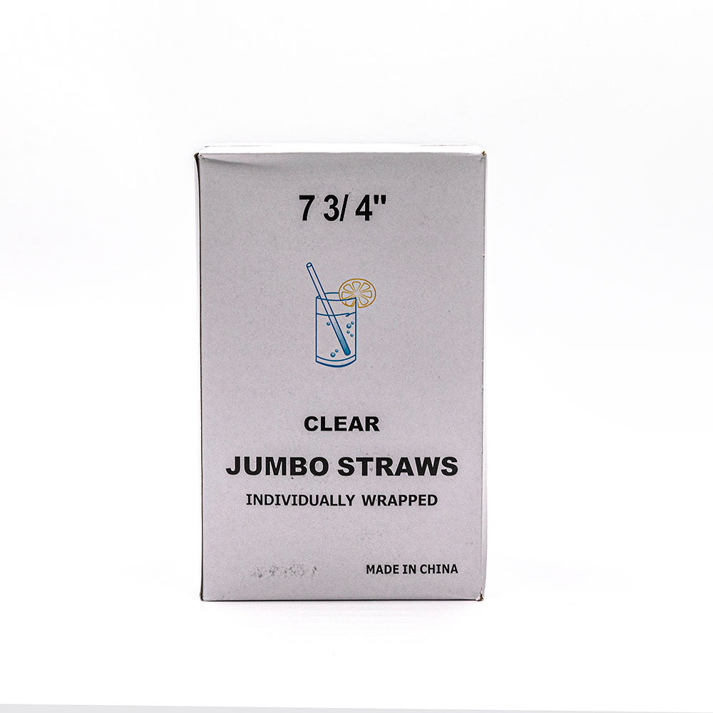 7 3/4 Jumbo Clear Plastic Individual Wrapped Straw - 9600/Case