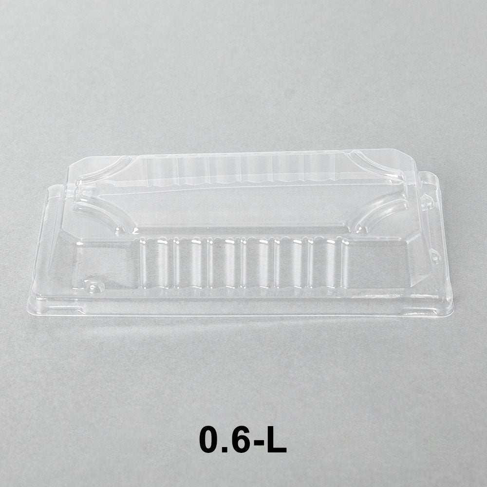 0.6-L Rectangular Clear Plastic Sushi Tray Container Lid 6 3/8 X 3 1/2 X 1 1/8 - 1500/Case